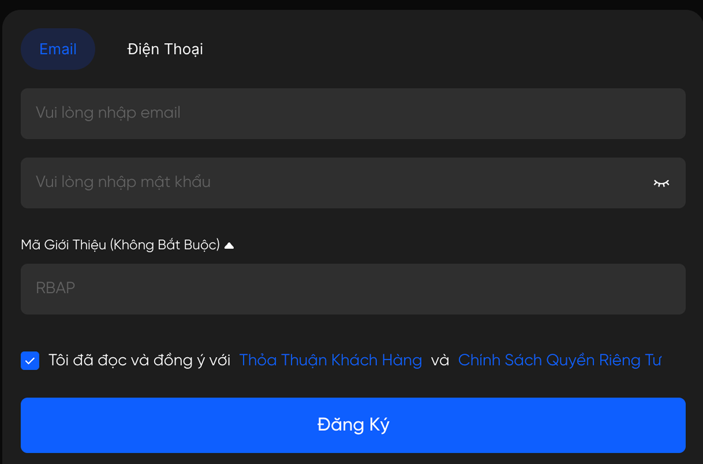 Bước 1 đăng ký BingX